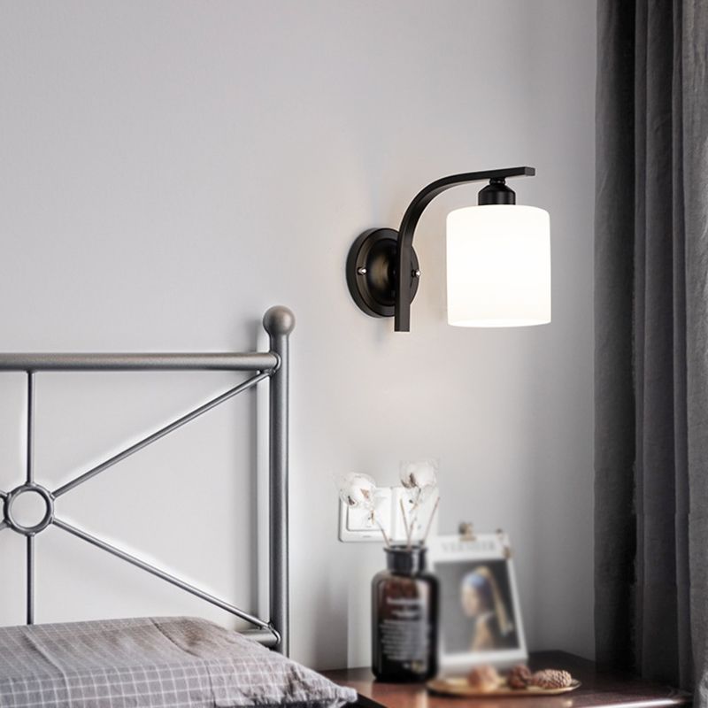 Nordic Style White Glass Sconce Light Fixtures One Head Wall Lamp for Bedroom
