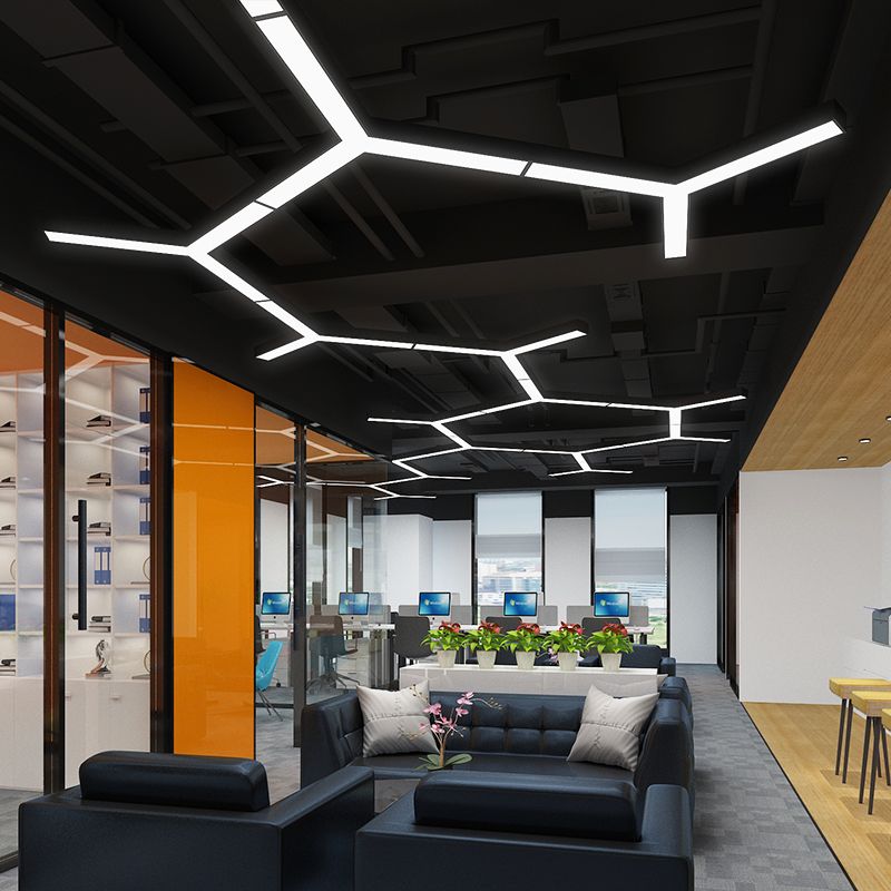 Modern Style Y Shape Pendant Light Metal LED Hanging Lamp Fixture for Office