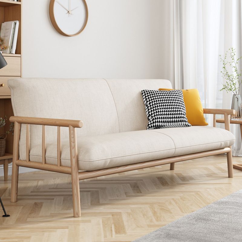 Contemporary Fabric Slipcovered Sofa 30.31" High Solid Wood Sofa