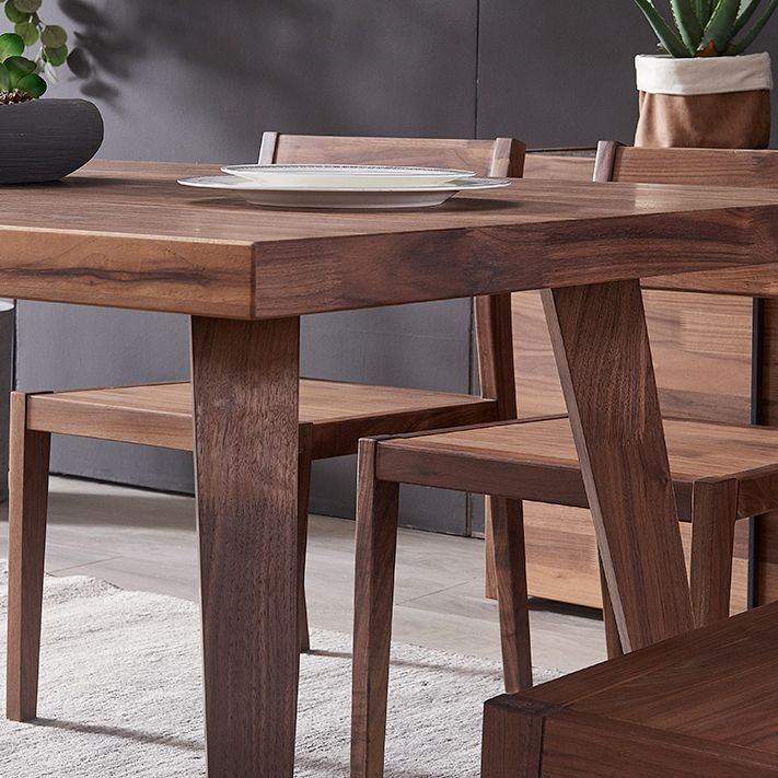 Juego de comedor de madera maciza de estilo tradicional con mesa de nogal y base de 4 patas