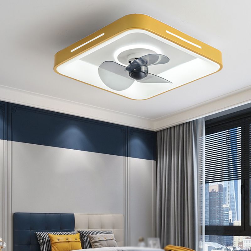 Metal Geometry Ceiling Fan Light Modern Style Single Light LED Flush Light