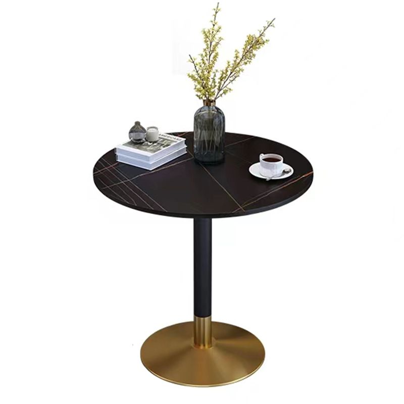 Round Sintered Stone Top Table Contemporary Metal Base Dining Table