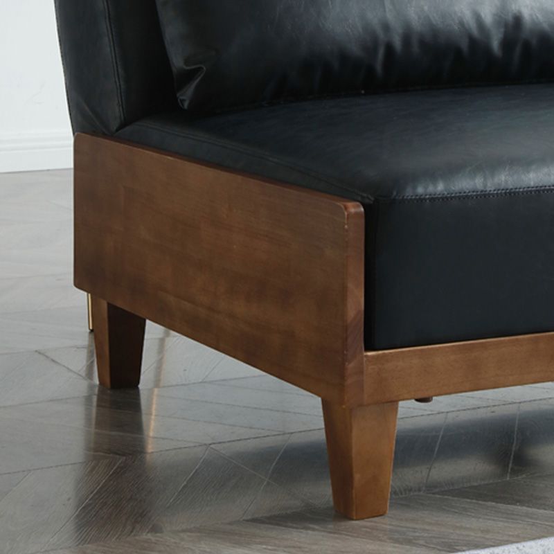 28.3"H Faux Leather Armless Convertible Sofa for Living Room