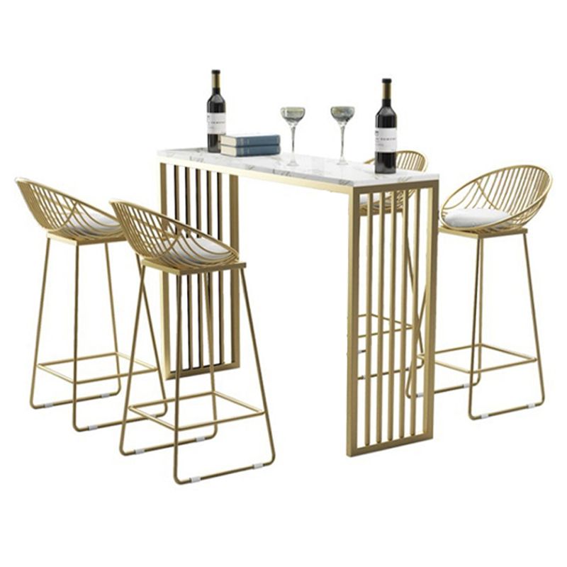 Industrial Bar Table Rectangle Sled Base Bar Height Pub Table for Home