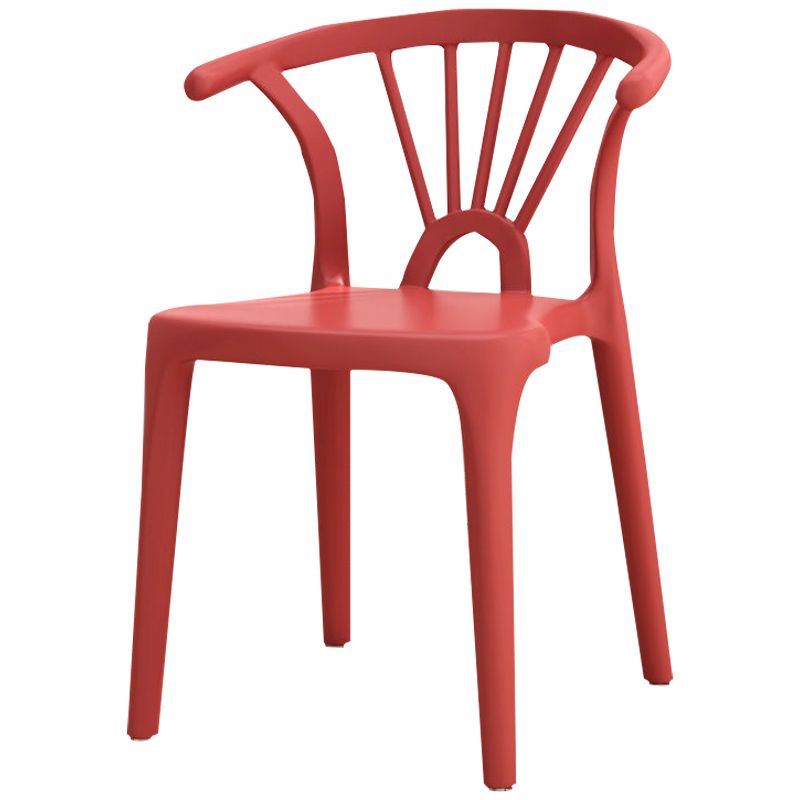 Silla lateral apilable de plástico moderno con respaldo de listón, silla de comedor con acabado mate