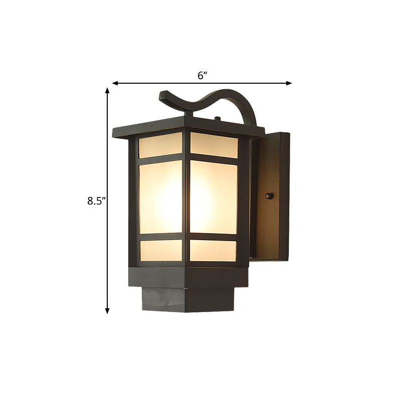 Idee di illuminazione a parete a 1 bulbo Cuboide Cuboide Opaline Glass Wall Monted Lampada con telaio in metallo in nero
