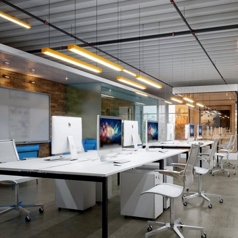 Aluminium Linear Anhängerlampe Nordischer Stil 23,5 "/47"/71 "Lange LED -Decke hängen Licht in Holz