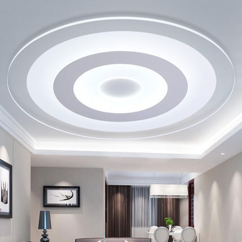 White Disk Shaped Flush Light Simple Style LED Acrylic Ceiling Mounted Light for Bedroom