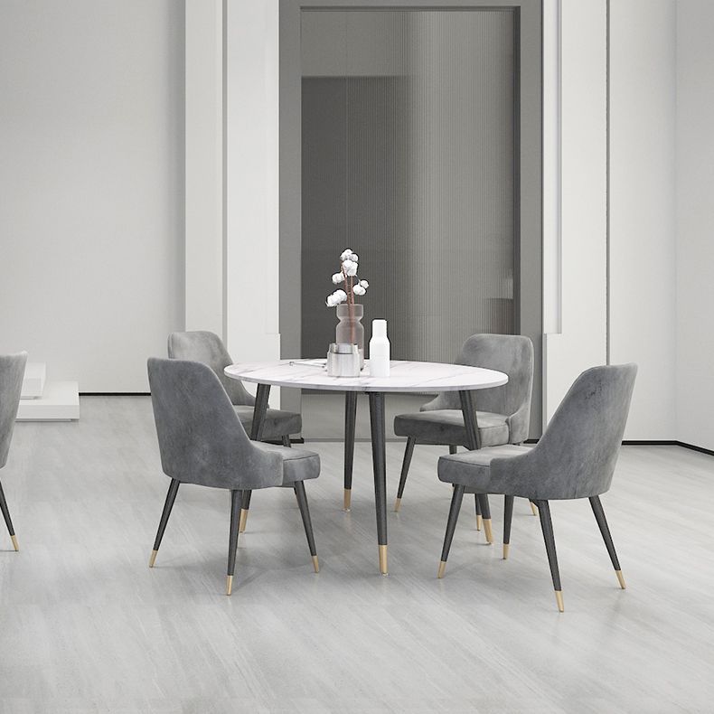 Ronde vorm Moderne eettafel Witte toon vaste tafel met gesinterde steen