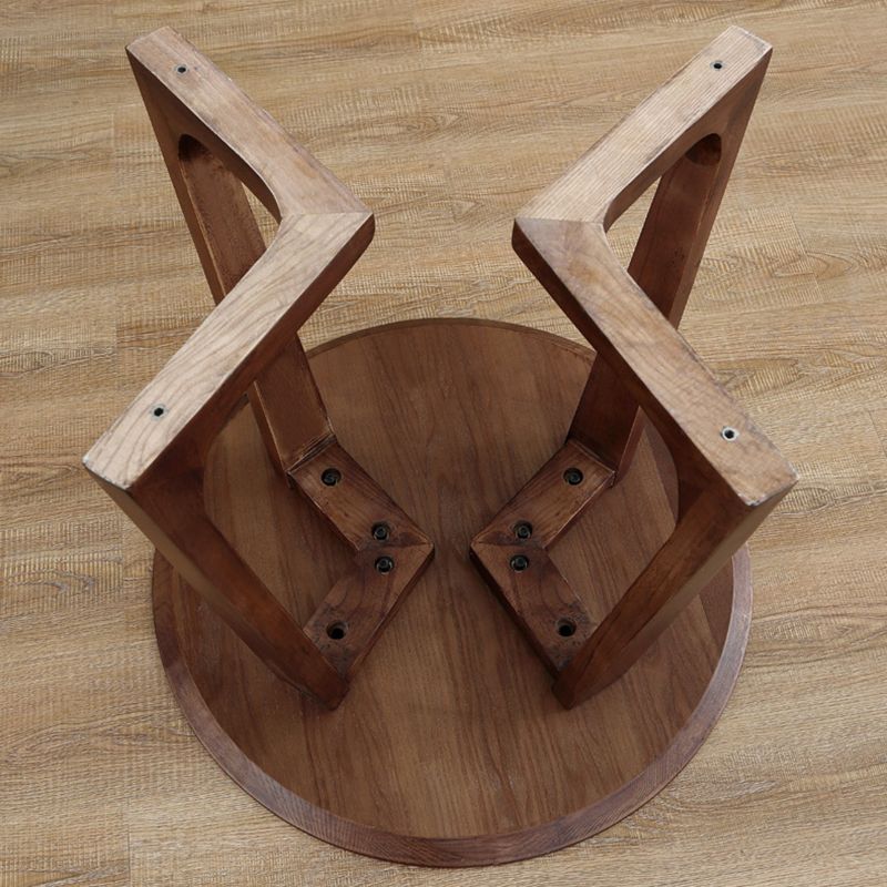 Round Casual Dining Table Wood Color Fixed Table with Ashwood Solid Wood
