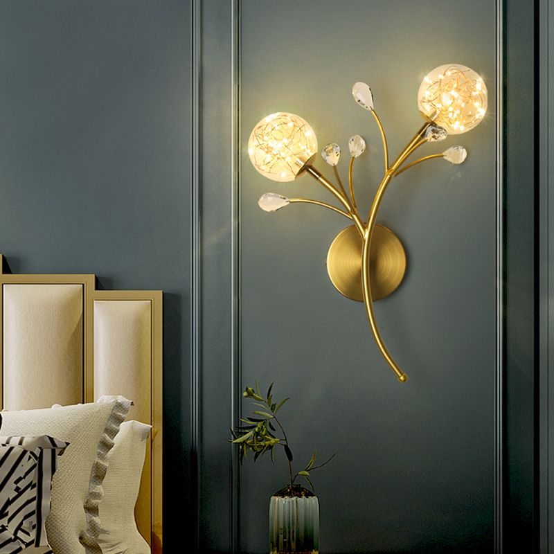 Apliques de pared de pared de doble flores de estilo creativo de metal 2 luces de metal 2 luces