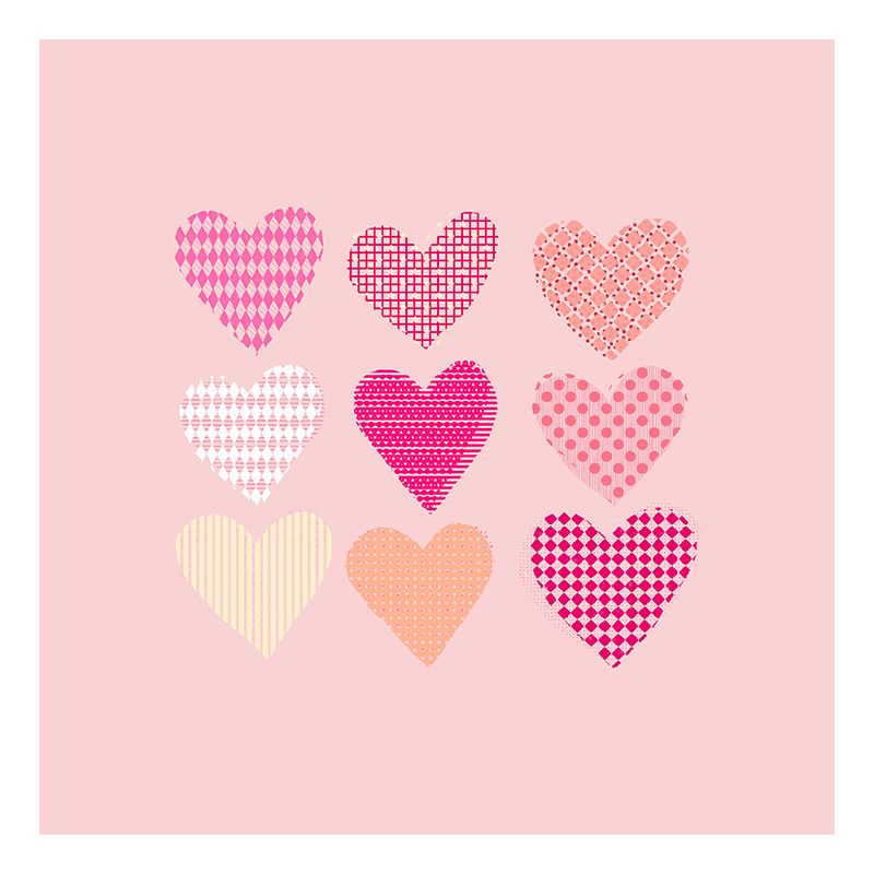 Environmental Illustration Mural Wallpaper Heart Pattern Indoor Mural