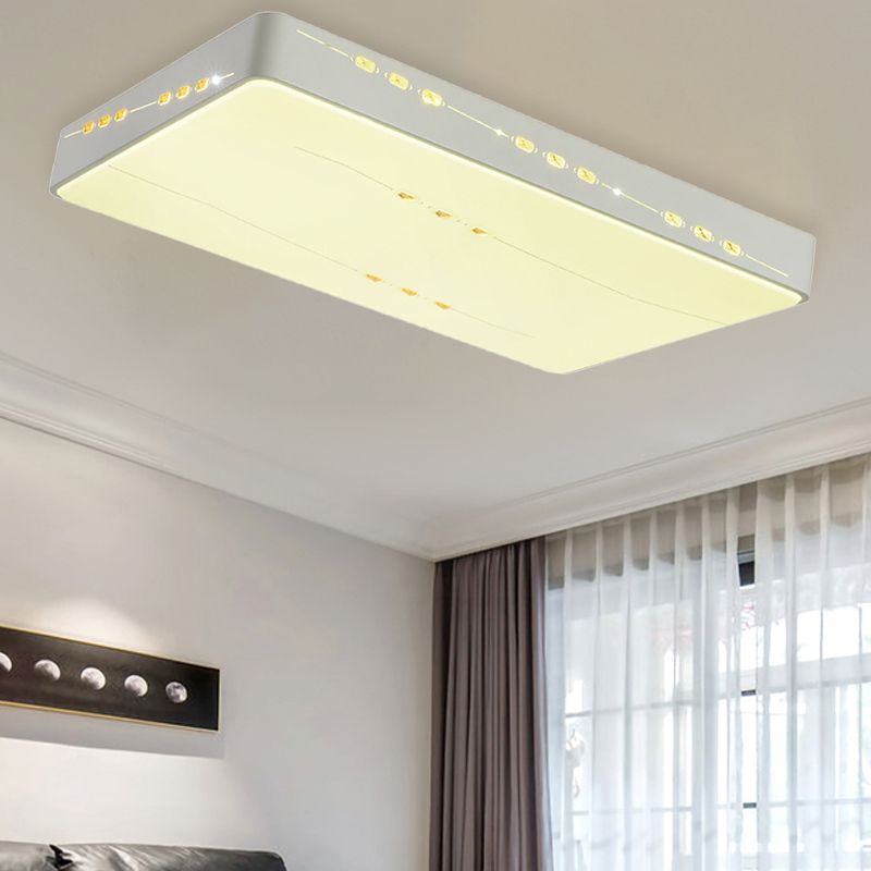 Luz LED empotrada de estilo Simple, iluminación de techo blanca rectangular/cuadrada/redonda con detalles de cristal, 18,5 "/19,5"/31 "de ancho