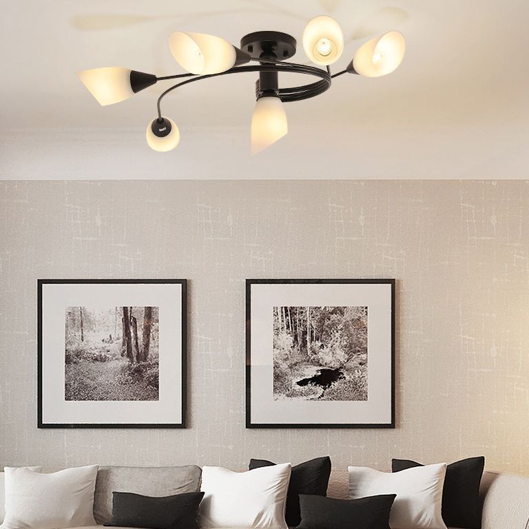 Comedor giratorio Montaje semi rascador tradicional luz de techo de vidrio múltiple