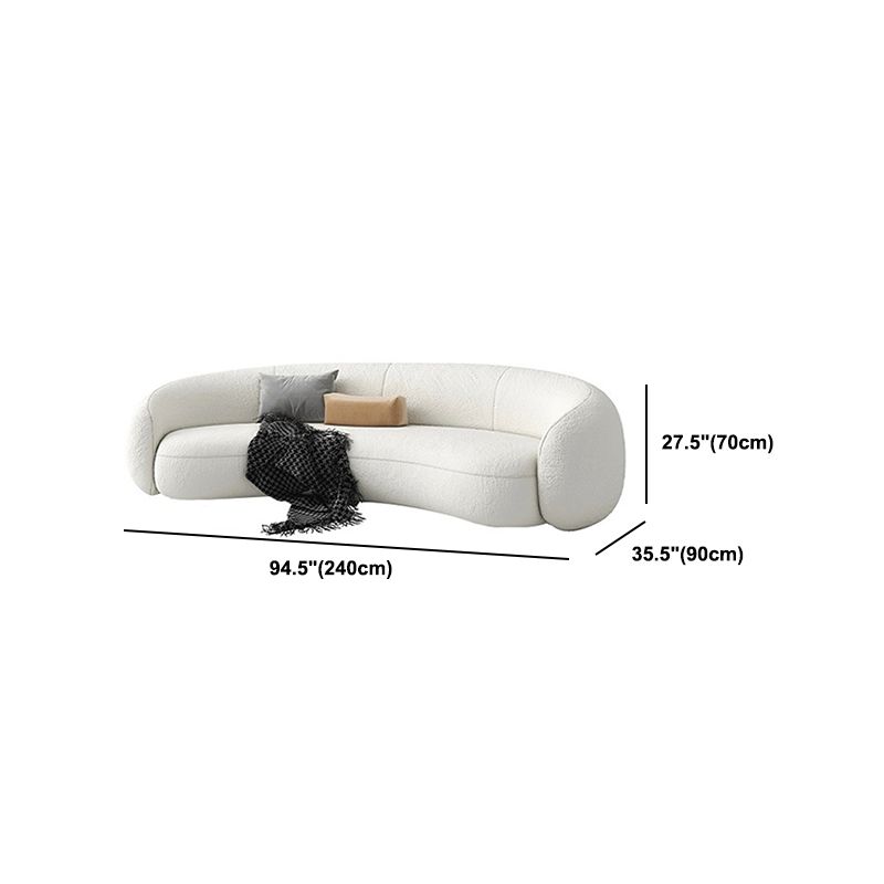 Contemporary Curved Wool Sofa Sloped Armed Sofa in White of 27.56" H