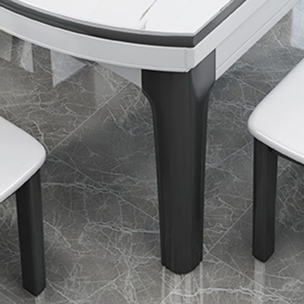 Mesa redonda de piedra sinterizada extensible Mesa de comedor moderna con 4 patas de madera