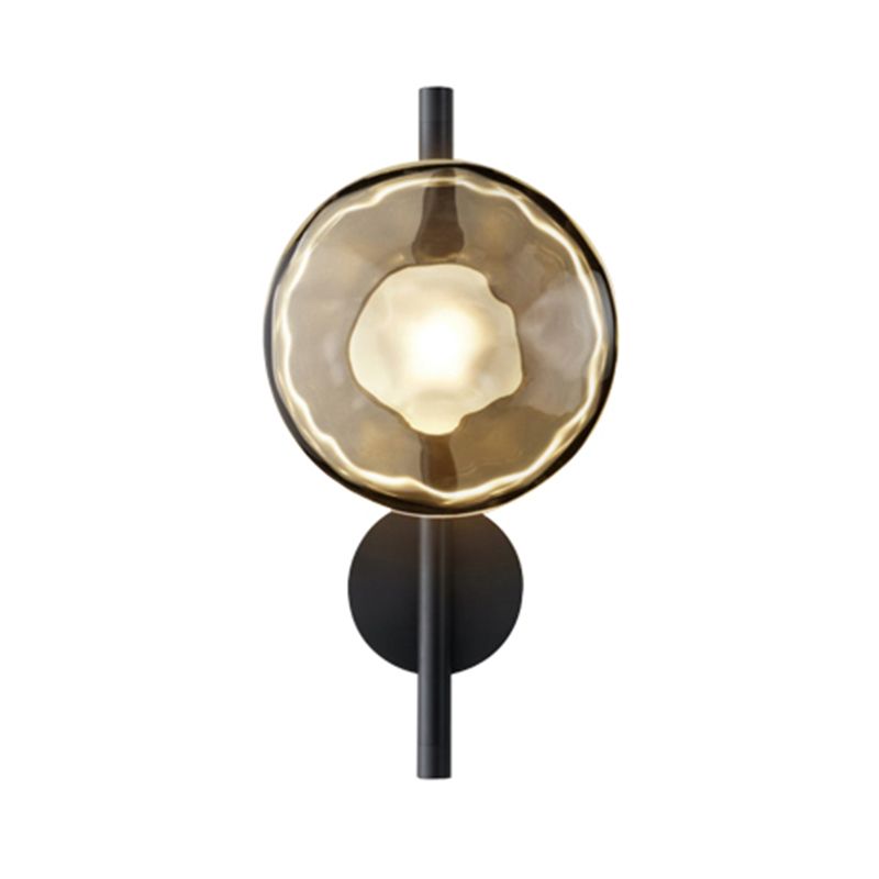Metal and Glass Wall Sconce in Gold / Black 1 - Light Post Modern Wall Light