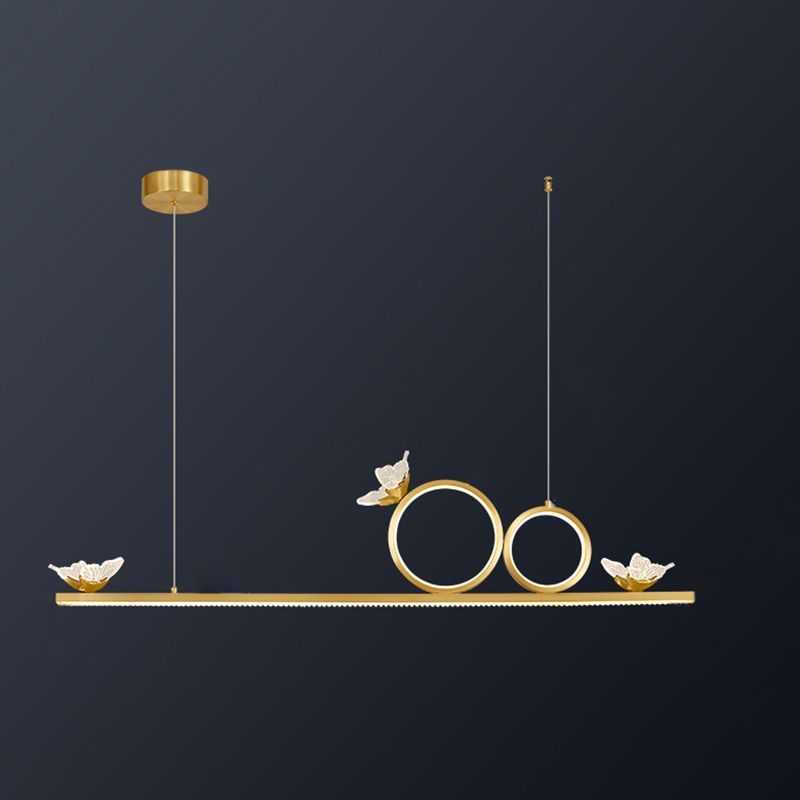 Luce dell'isola geometrica moderna lampadario a sospensione Metal 6 Luci dell'isola luminosa in oro