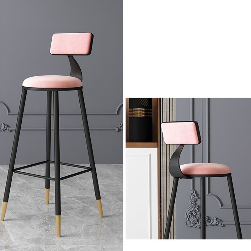 Contemporary Style Barstool Round Low Back Bar Stool with Metal Legs