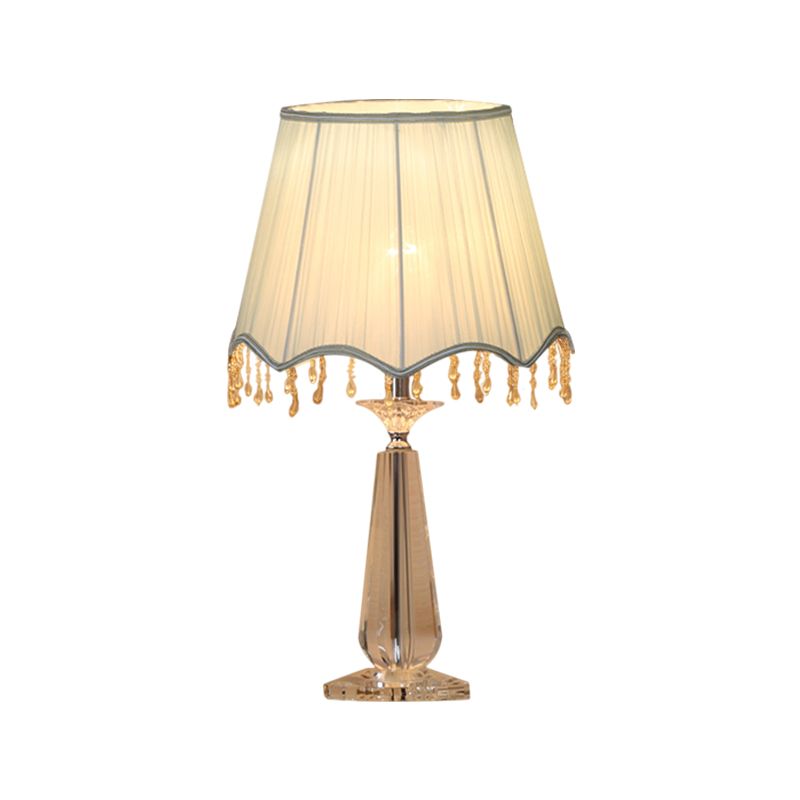 Rot/blau/grün/beige überbackener schatten schatten nachttisch lampe traditionelle Stoff 1 Kopf Schlafzimmer Kristalltisch Leuchte