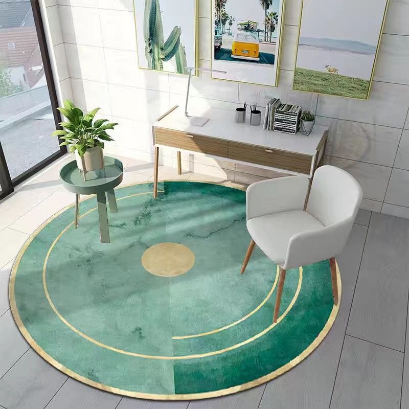 Light Green Simplicity Rug Polyester Circle Rug Washable Rug for Home Decor