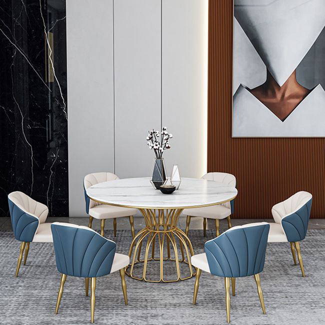 Contemporary Style Sintered Stone Dining Table Single Pedestal Base Round Table for Home