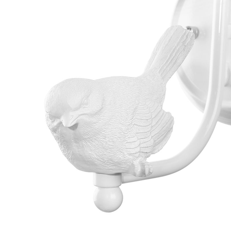 Cone Wall Lamp Modernist Clear Glass 1 Light White/Black Flush Mount Wall Sconce with White Bird