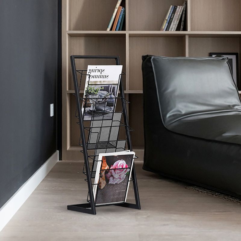 Contemporary Closed Back Bookcase Vertical Metal Bookshelf with Shelves