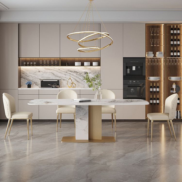 Luxury 1/4/5/7 Pieces Rectangle Dining Set Sintered Stone Top Dining Table with Chairs
