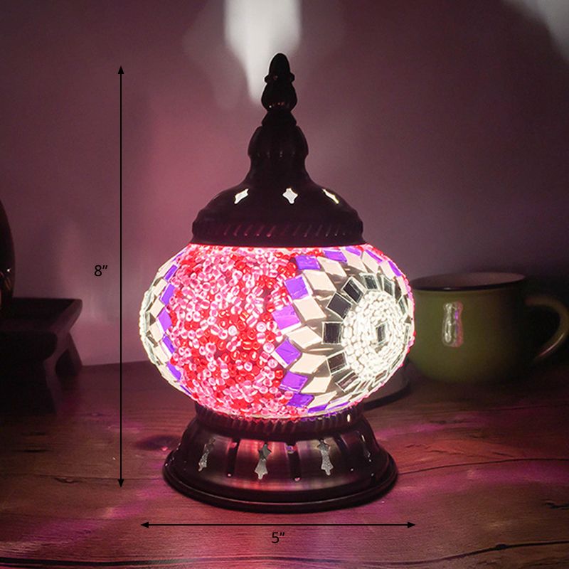 Sfera della lampada da tavolo rosso/giallo/giallo/arancione in vetro colorato 1 testa tradizionale illuminazione per la camera da letto