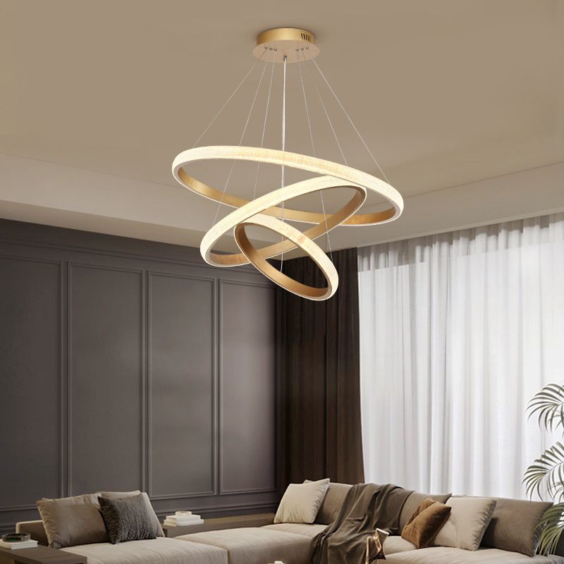 Modern Chandeliers For Foyer Multiple Rings Pendant Lighting Fixtures Metal