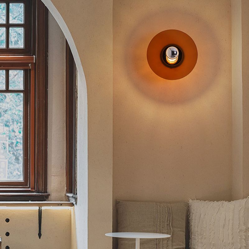 Round Wall Lighting Fixtures Modern Style Metal 1 Light Wall Lighting