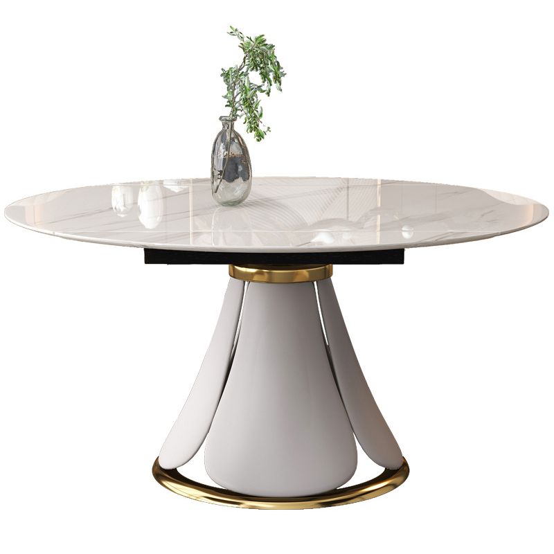 Modern Round Dining Table Sintered Stone Dining Table with Pedestal Base for Home Kitchen Dinner
