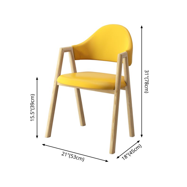 Scandinavian Study Room Metal Arm Chair Colorful Open Dining Chair with Natural Legs