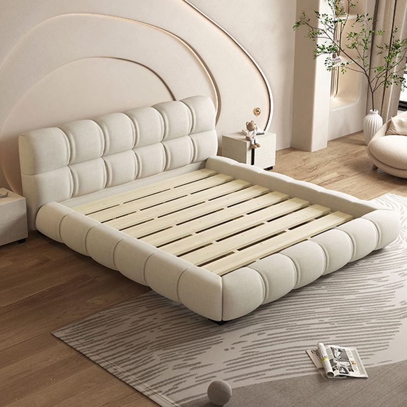 Glam wood Bed Frame Faux Leather Standard Bed with Headboard