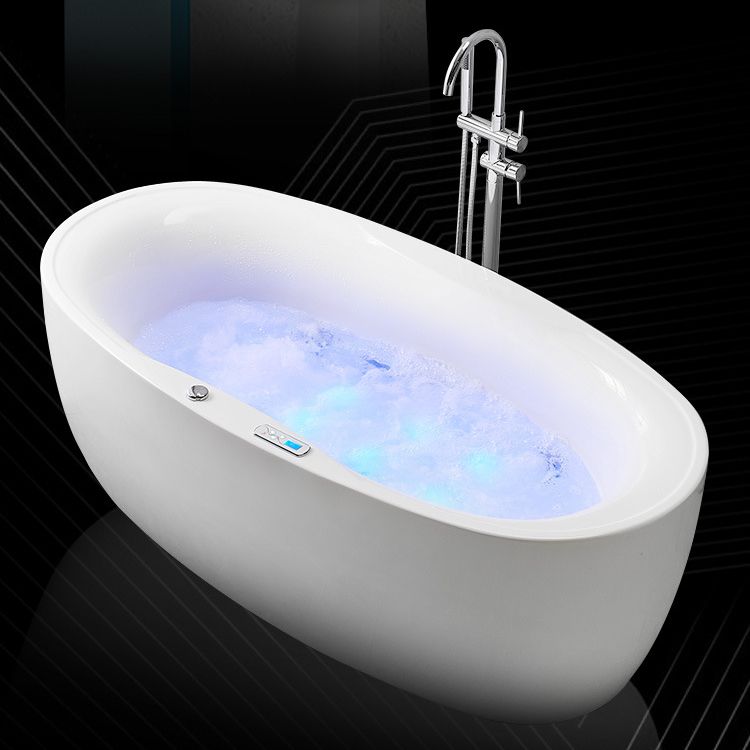Modern Oval Acrylic Bathtub Hotel Freestanding Bath Tub in White