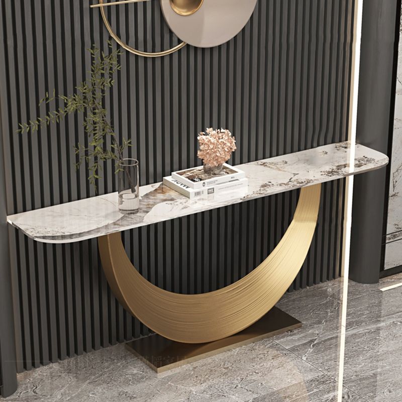 Stone Half Moon Console Table Modern 33.46" Tall Accent Table