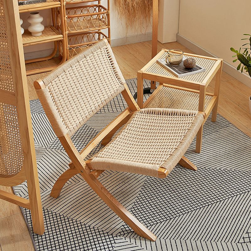 Solid Wood Chair Woven Back Lounge Accent Chair for Living Room