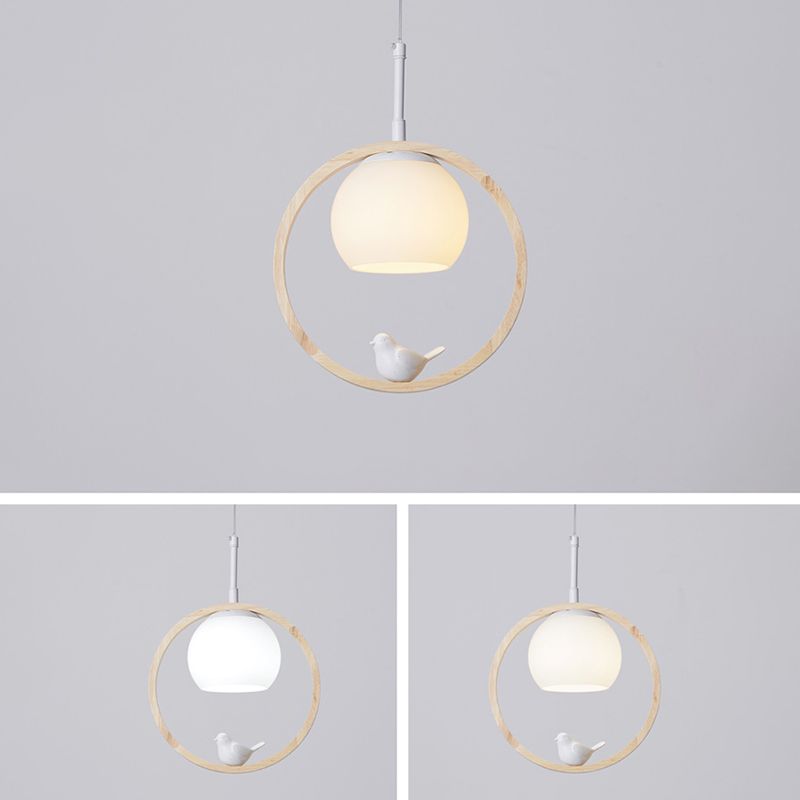 Luci a sospensione a sospensione rotonda lampada a sospensione bianca moderna con tonalità di vetro per ristorante