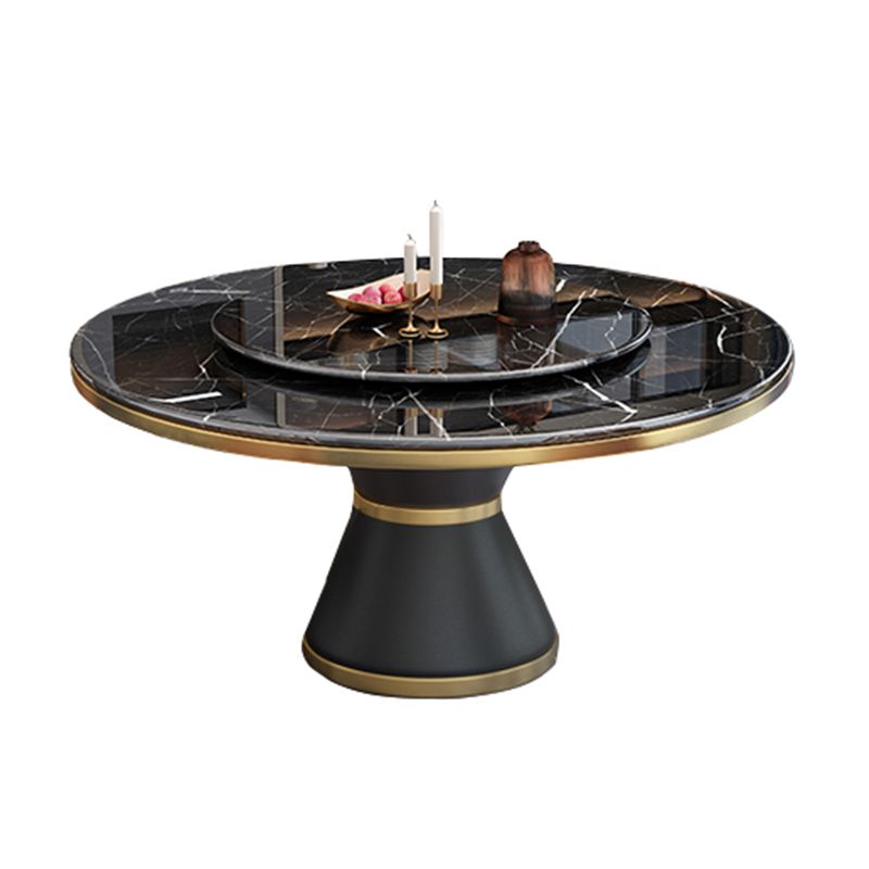 Marble Dining Table Luxury Style Single Pedestal Base Table for Dining Room