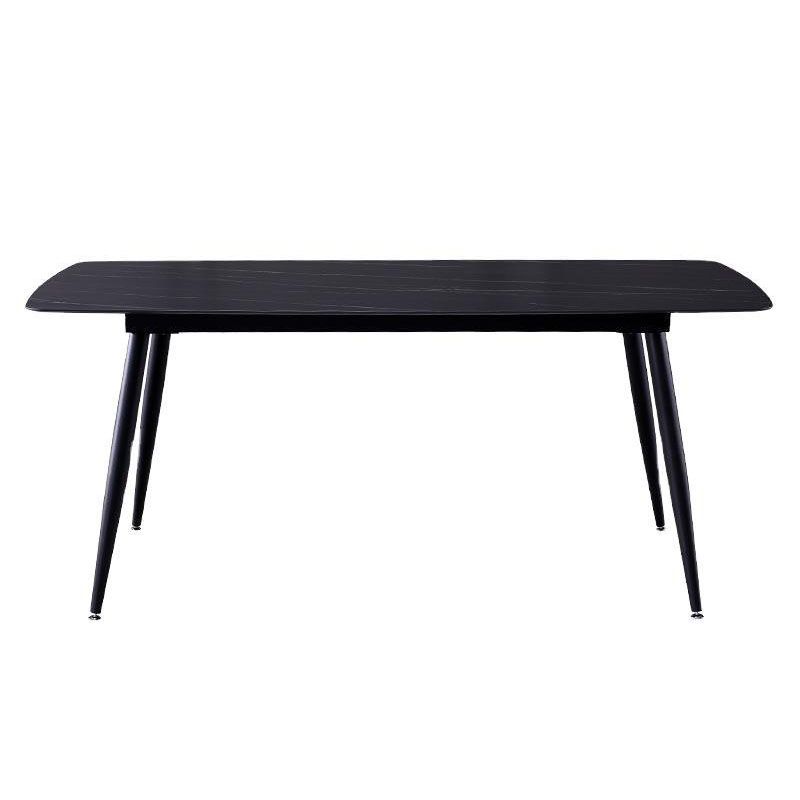 Stone Top Dining Table Industrial Rectangle Table with 4 Legs