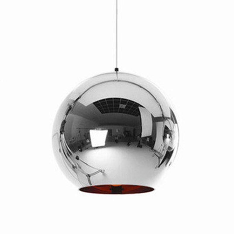 1 Light Ball Hanging Light Fixtures Postmodern Mirror Glass Ceiling Light for Restaurant