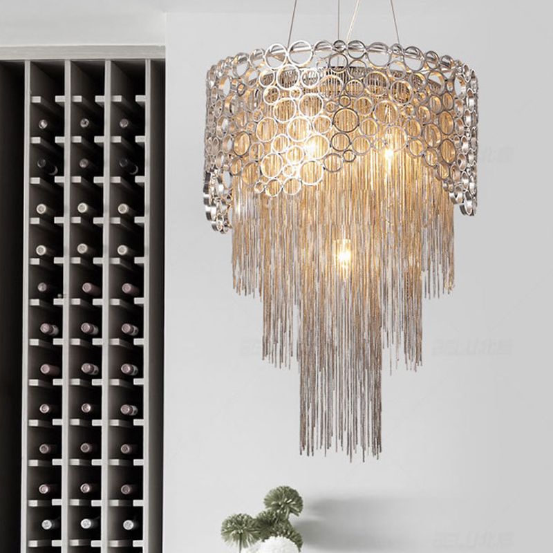 Lymage d'éclairage à lustre à plusieurs niveaux Lodge Metal 6 lumières Pendante de salon