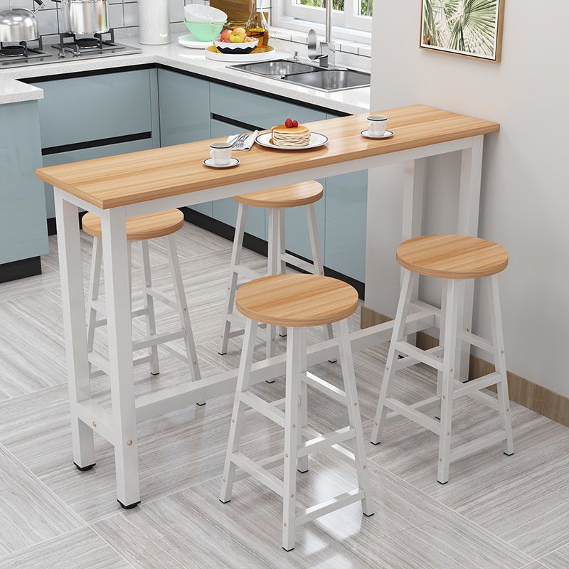 Modern Wood Counter Table Rectangle Top Trestle Base Bar Table