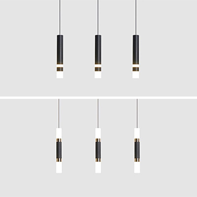 Luce a sospensione a sospensione in metallo cilindrico Light a ciondolo a LED moderno per camera da letto