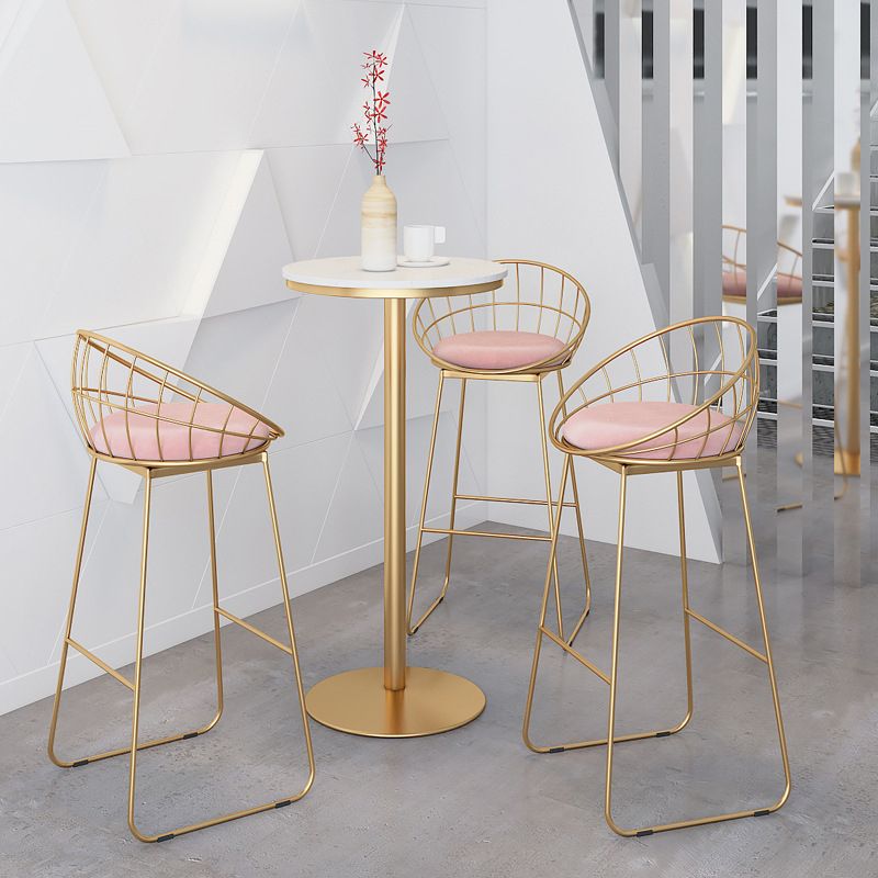 Modern 1/2/3/4 Pieces Metal Bar Table Set Round Bar Table with High Stools for Kitchen