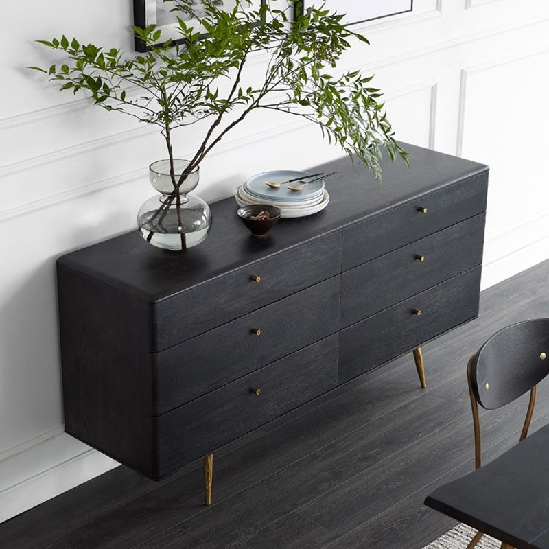 Contemporary Oak Double Dresser Horizontal Storage Chest for Bedroom