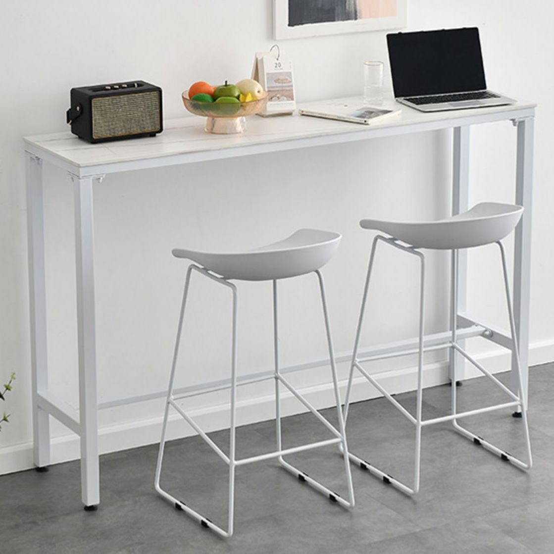 Table à vin de comptoir en marbre avec table rectangle Tableau de chevalet en haut - 41,3 "H