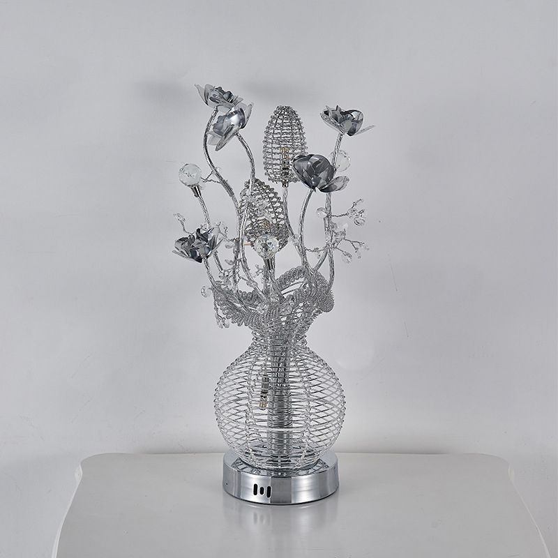 Éclairage décoratif de coupe à balle découpée à LED LED Éclairage de table en aluminium avec décoration de fleur en argent