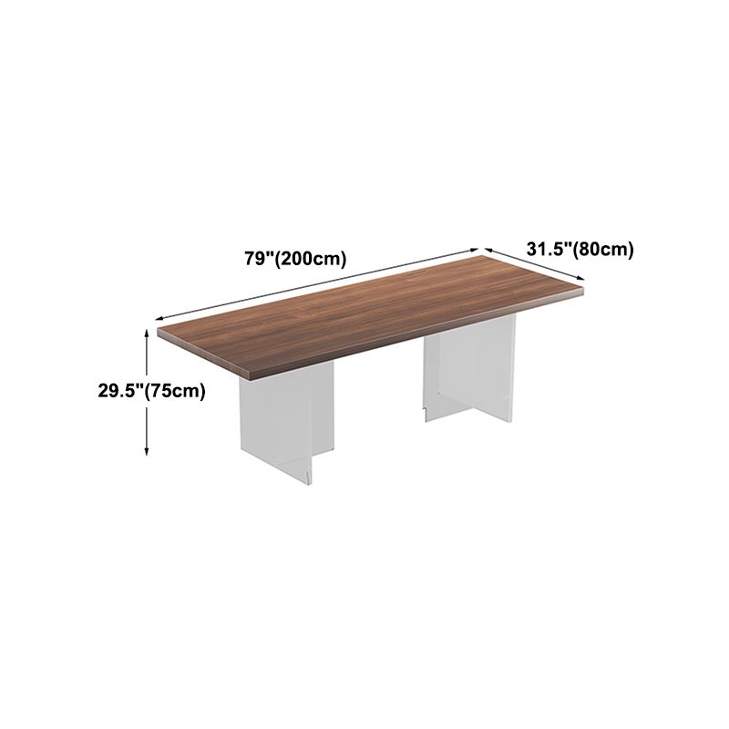 Pine Wood Dining Table Contemporary Dining Table with Double Pedestal Base